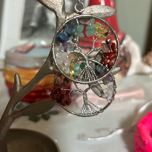 Handmade Jewelry - Handmade Tree of Life Earrings with genuine gem stones